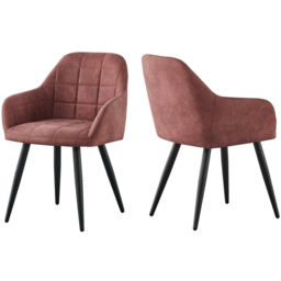 Adrian Set of 2 Pink Suede Faux Leather Dining Chairs - MCC - Wilko - thumbnail 3
