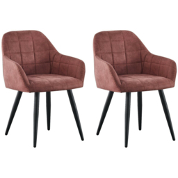 Adrian Set of 2 Pink Suede Faux Leather Dining Chairs - MCC - Wilko - thumbnail 5