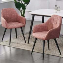 Adrian Set of 2 Pink Suede Faux Leather Dining Chairs - MCC - Wilko - thumbnail 1