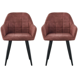 Adrian Set of 2 Pink Suede Faux Leather Dining Chairs - MCC - Wilko - thumbnail 4