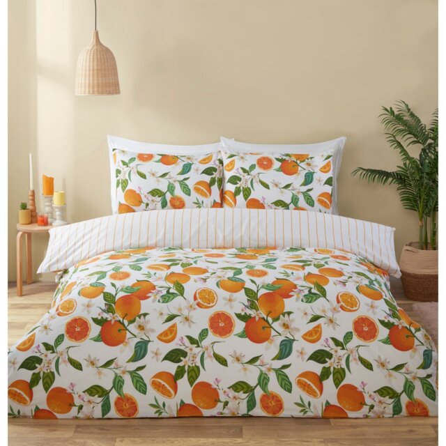 Seville Duvet Cover and Pillowcase Set - Orange/Double - Wilko - image 1