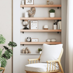vidaXL 80cm Natural Brown Floating Wall Shelf - Size: 6 x 80 x 10cm - Wilko - thumbnail 3