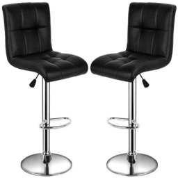 Gr8 Home Black Faux Leather Swivel Bar Stool Set of 2 - Wilko - thumbnail 3