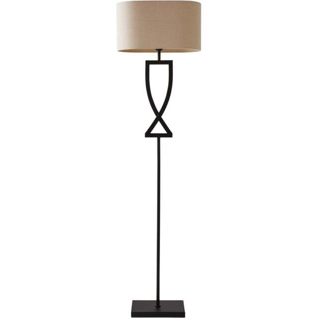 ValueLights Katniss Crossover Black and Natural Shade Metal LED Floor Lamp - Wilko - image 1