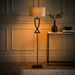 ValueLights Katniss Crossover Black and Natural Shade Metal LED Floor Lamp - Wilko - thumbnail 3