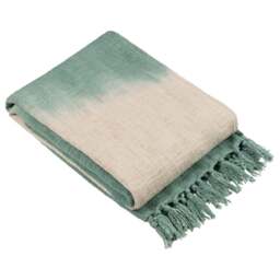 furn. Mizu Eucalyptus Green Dip-Dye Tasselled Throw 130 x 170cm - Size: 170 x 130cm - Wilko