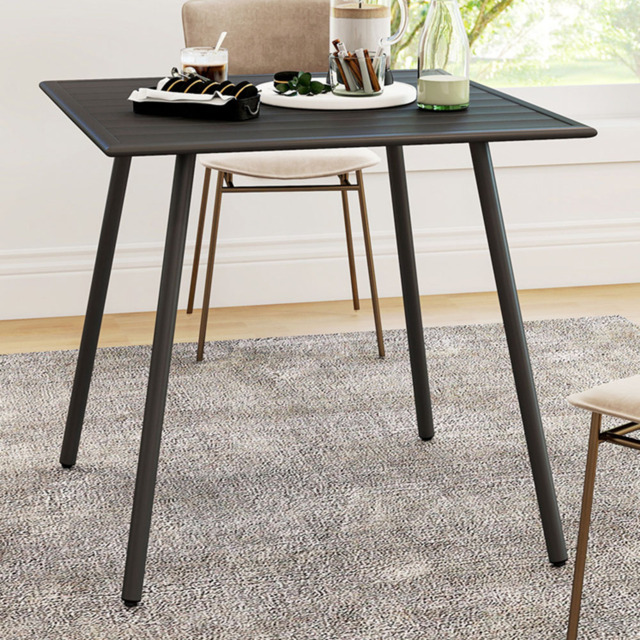 Outsunny 4 Seater Slate Top Steel Garden Dining Table Black - Wilko - image 1