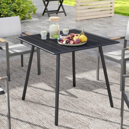 Outsunny 4 Seater Slate Top Steel Garden Dining Table Black - Wilko - thumbnail 4