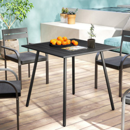 Outsunny 4 Seater Slate Top Steel Garden Dining Table Black - Wilko - thumbnail 6