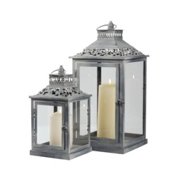 Pack of 2 Washed Lanterns - Silver - Wilko - thumbnail 1