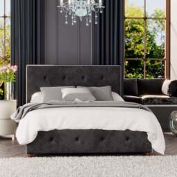 Laurence Llewelyn-Bowen Hesper Small Double Black Mirazzi Velvet Ottoman Bed - Wilko - thumbnail 1