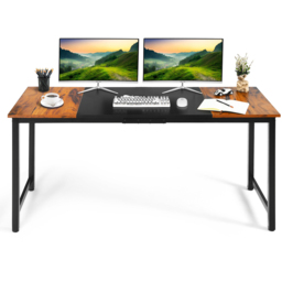 Costway Home Office Large Computer Desk Oak and Black - Size: 94 x 68.6 x 12.7cm - Brown - Wilko - thumbnail 4