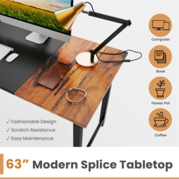 Costway Home Office Large Computer Desk Oak and Black - Size: 94 x 68.6 x 12.7cm - Brown - Wilko - thumbnail 6