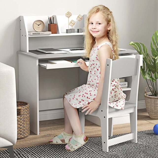 Tommy Toys Grey Kids Desk and Chair Set - Wilko - image 1