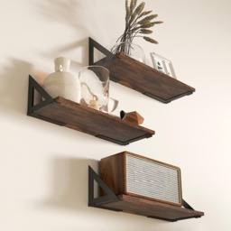 Portland Rustic Brown Vintage Wall Shelf 3 Pack - Size: 14.5 x 15.5 x 43.5cm - Wilko - thumbnail 4