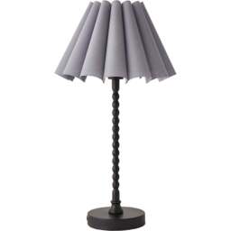 ValueLights Maeve Grey and Black Scallop Pleated Tapered Shade Bobbin Bobble Table Lamp and Bulb - Size: 37.3 x 25 x 25cm - Wilko - thumbnail 1