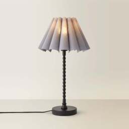 ValueLights Maeve Grey and Black Scallop Pleated Tapered Shade Bobbin Bobble Table Lamp and Bulb - Size: 37.3 x 25 x 25cm - Wilko - thumbnail 6