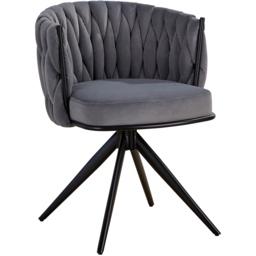 Home Source Reno Grey Plush Velvet Round Tufted Back Accent Chair - Size: Single - Wilko - thumbnail 3