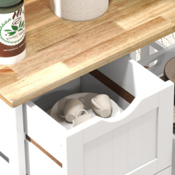 HOMCOM 3 Drawer 3 Shelf White Rolling Kitchen Island Cart - Size: 17.5 x 45 x 91.5cm - Wilko - thumbnail 4