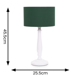 ValueLights Victoria Green Fabric Drum Shade White Wood Traditional LED Table Lamp - Size: 45.5 x 25.5 x 25.5cm - Wilko - thumbnail 6