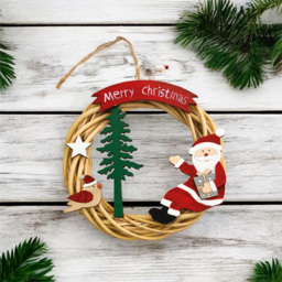 St Helens Natural Colour Hanging Wicker Wreath with Santa - Red - Wilko - thumbnail 3