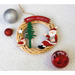 St Helens Natural Colour Hanging Wicker Wreath with Santa - Red - Wilko - thumbnail 6