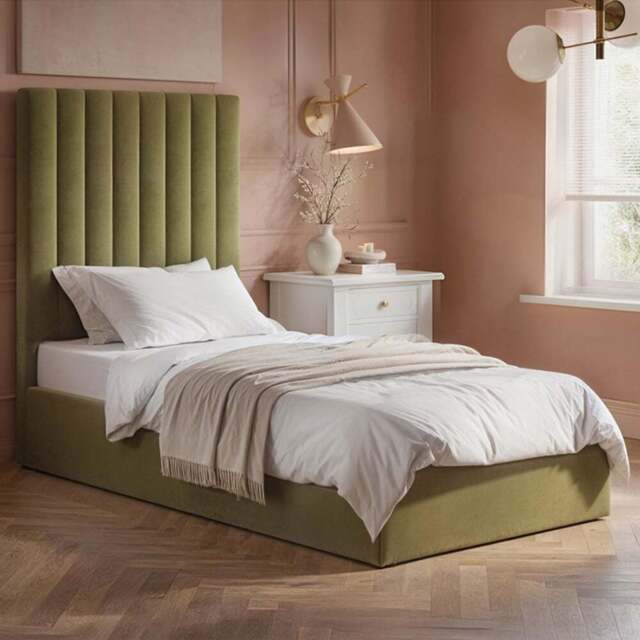 Flair Everley Single Green Velvet Ottoman Bed - Wilko - image 1