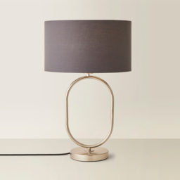 ValueLights Antonia Charcoal Fabric Drum Lamp Shade Brushed Chrome Oval LED Table Lamp - Size: 42.3 x 25 x 25cm - Silver - Wilko - thumbnail 6