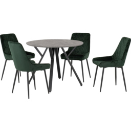 Seconique Athens Avery 4 Seater Round Dining Set Concrete and Emerald Green - Grey - Wilko - thumbnail 3