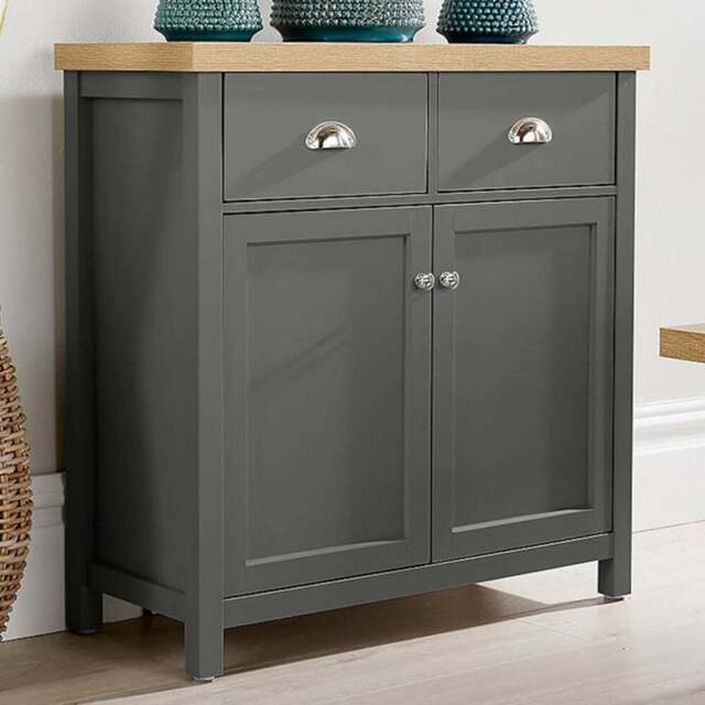Home Source Avon 2 Door 2 Drawer Graphite Grey Cupboard - Size: 81 x 79 x 35cm - Wilko - image 1