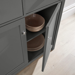 Home Source Avon 2 Door 2 Drawer Graphite Grey Cupboard - Size: 81 x 79 x 35cm - Wilko - thumbnail 4
