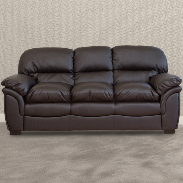 Leverton 3 Seater Brown Bonded Leather Sofa - Artemis Home - Wilko - image 1