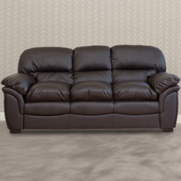 Leverton 3 Seater Brown Bonded Leather Sofa - Artemis Home - Wilko