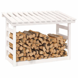 vidaXL White Pine Wood Firewood Log Holder 78 x 108 x 64.5cm - Wilko - thumbnail 4
