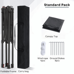 Home Source Verano 2.5 x 1.6m Black Folding BBQ Gazebo - Size: 278 x 255 x 160cm - Wilko - thumbnail 7