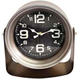 Acacia Home Silver Table Clock 20cm - Size: 20 x 21 x 7cm - Wilko - thumbnail 1