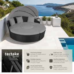 tectake Santorini Black Modular Sun Lounger with Shade Canopy - Size: 136 x 171 x 175cm - Wilko - thumbnail 4