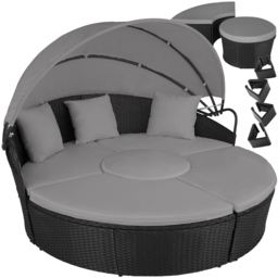 tectake Santorini Black Modular Sun Lounger with Shade Canopy - Size: 136 x 171 x 175cm - Wilko - thumbnail 3