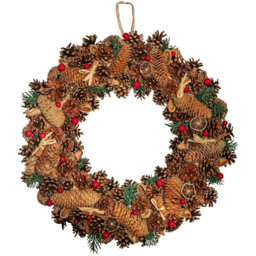 Samuel Alexander Winter Spice Christmas Wreath with Pine Cones Berries and Dried Fruit 50cm - Size: 50 x 9 x 9cm - Brown - Wilko - thumbnail 1