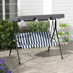 Outsunny 3 Seater Grey and White Swing Chair with Canopy - Size: 140 x 49 x 13cm - Wilko - thumbnail 5