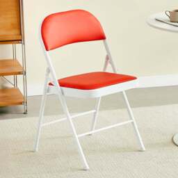 Set of 4 Red Padded Folding Metal Dining Chairs - MCC - Wilko
