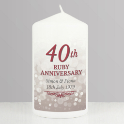 Personalised Memento Personalised 40th Ruby Anniversary Pillar Candle - Size: 0.7 x 1.3 x 0.7cm - White - Wilko - thumbnail 3