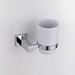 Nes Home Chrome Round Wall Mounted Single Tumbler with Holder - Size: 9.5 x 11.4 x 8.5cm - Silver - Wilko - thumbnail 3