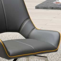 Mako Set of 2 Graphite Grey Swivel Leather Effect Dining Chair - Wilko - thumbnail 3