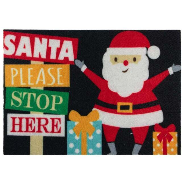 JVL Christmas Santa Machine Washable Door Mat 40 x 57cm - Size: 40 x 57 x 0.5cm - Multi - JVL Homewares - Wilko - image 1