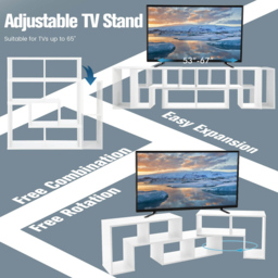 Costway 6 Shelf White Convertible TV Unit - Size: 79 x 38 x 21cm - Wilko - thumbnail 7