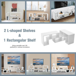 Costway 6 Shelf White Convertible TV Unit - Size: 79 x 38 x 21cm - Wilko - thumbnail 6