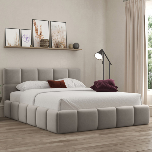 DS Living Ovella King Size Pebble Cubed Ottoman Bed - Grey - Wilko - image 1