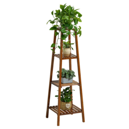 Living and Home 4 Shelf Vintage Solid Wood Plant Stand - Size: 37 x 37 x 120cm - Brown - Wilko - thumbnail 3
