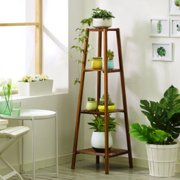 Living and Home 4 Shelf Vintage Solid Wood Plant Stand - Size: 37 x 37 x 120cm - Brown - Wilko - thumbnail 6